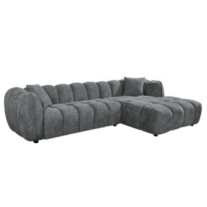 ΚΑΝΑΠΕΣ ΓΩΝΙΑ (ΔΕΞΙΑ) LYKKE ΓΚΡΙ ΥΦΑΣΜΑ 280x89-165(η γωνία)x70Υεκ
