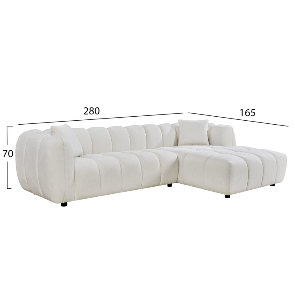 ΚΑΝΑΠΕΣ ΓΩΝΙΑ (ΔΕΞΙΑ) LYKKE ΕΚΡΟΥ ΥΦΑΣΜΑ 280x89-165(η γωνία)x70Υεκ