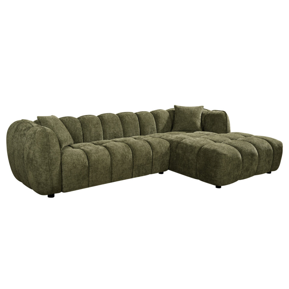 ΚΑΝΑΠΕΣ ΓΩΝΙΑ (ΔΕΞΙΑ) LYKKE ΠΡΑΣΙΝΟ ΥΦΑΣΜΑ 280x89-165(η γωνία)x70Υεκ