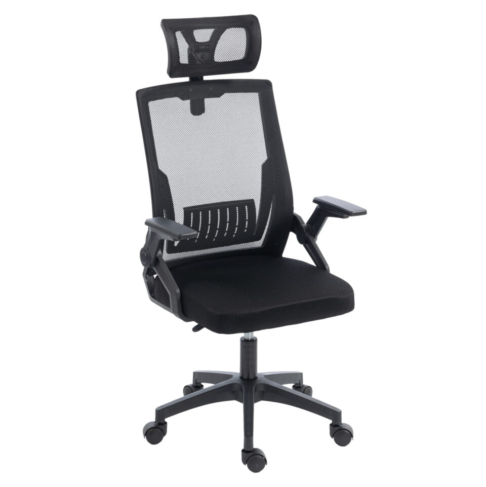 ΚΑΡΕΚΛΑ ΓΡΑΦΕΙΟΥ ΜΑΥΡO PP & MESH ΥΦΑΣΜΑ 47x47x128Υεκ