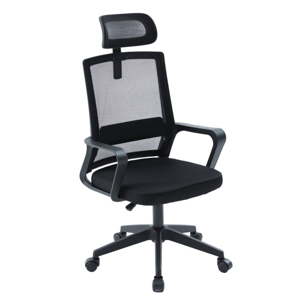 ΚΑΡΕΚΛΑ ΓΡΑΦΕΙΟΥ ΜΑΥΡO MESH & PP 61x62x123Υεκ
