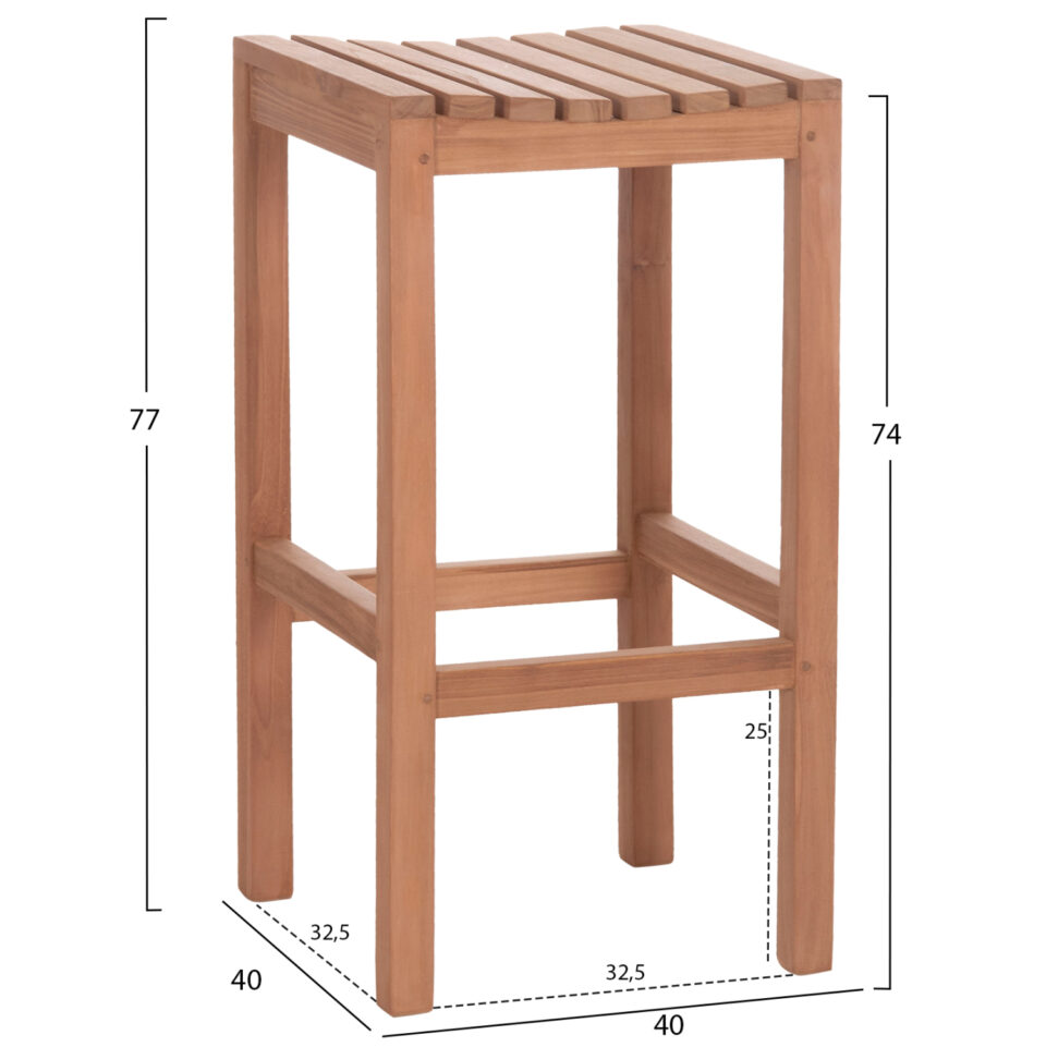 ΣΚΑΜΠΟ ΜΠΑΡ NIKOL ΞΥΛΟ ΤΕΑΚ ΣΕ ΦΥΣΙΚΟ 40x40x77Υεκ.