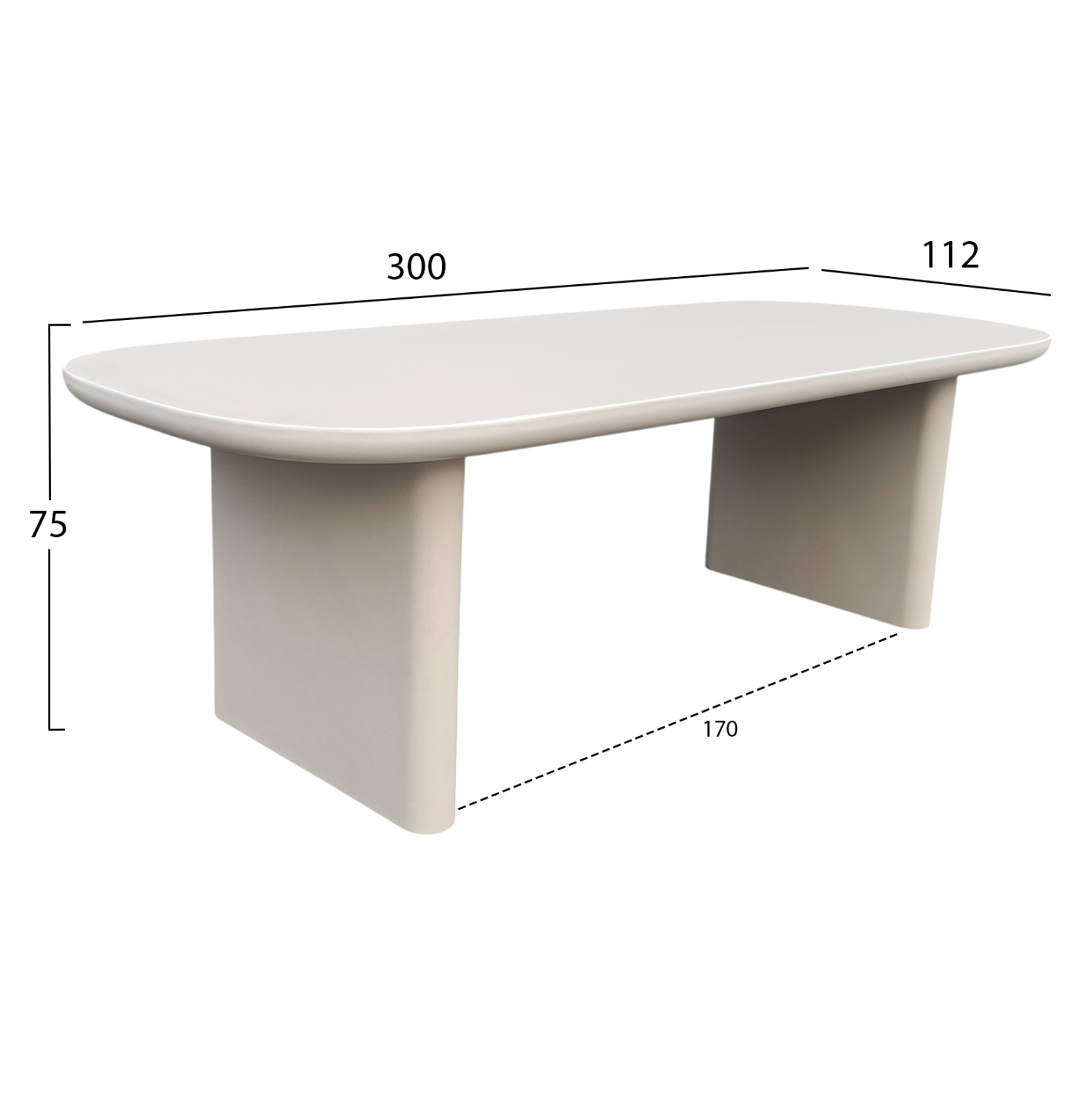 ΤΡΑΠΕΖΙ ΤΡΑΠΕΖΑΡΙΑΣ AZAMI ΜΠΕΖ FIBER CEMENT 300x112x75Υεκ.