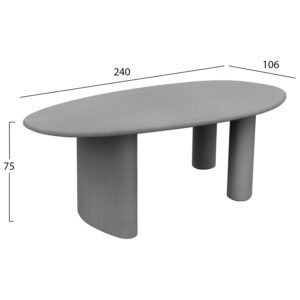 ΤΡΑΠΕΖΙ ΤΡΑΠΕΖΑΡΙΑΣ ΟΒΑΛ VOLPE ΓΚΡΙ FIBER CEMENT 240x100x75Υεκ