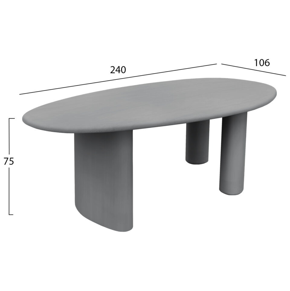 ΤΡΑΠΕΖΙ ΤΡΑΠΕΖΑΡΙΑΣ ΟΒΑΛ VOLPE ΓΚΡΙ FIBER CEMENT 240x100x75Υεκ