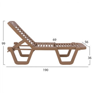 ΞΑΠΛΩΣΤΡΑ ΠΑΡΑΛΙΑΣ ΠΛΑΣΤΙΚΗ ΑΝΑΚΛΙΝΟΜΕΝΗ RELAX ΚΑΠΟΥΤΣΙΝΟ 190Χ70Χ36Υεκ.