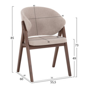 ΚΑΡΕΚΛΑ RUBBERWOOD ΣΕ ΜΑΥΡΟ ΧΡΩΜΑ-ΓΚΡΙ ΥΦΑΣΜΑ 55,5x60x85Yεκ.