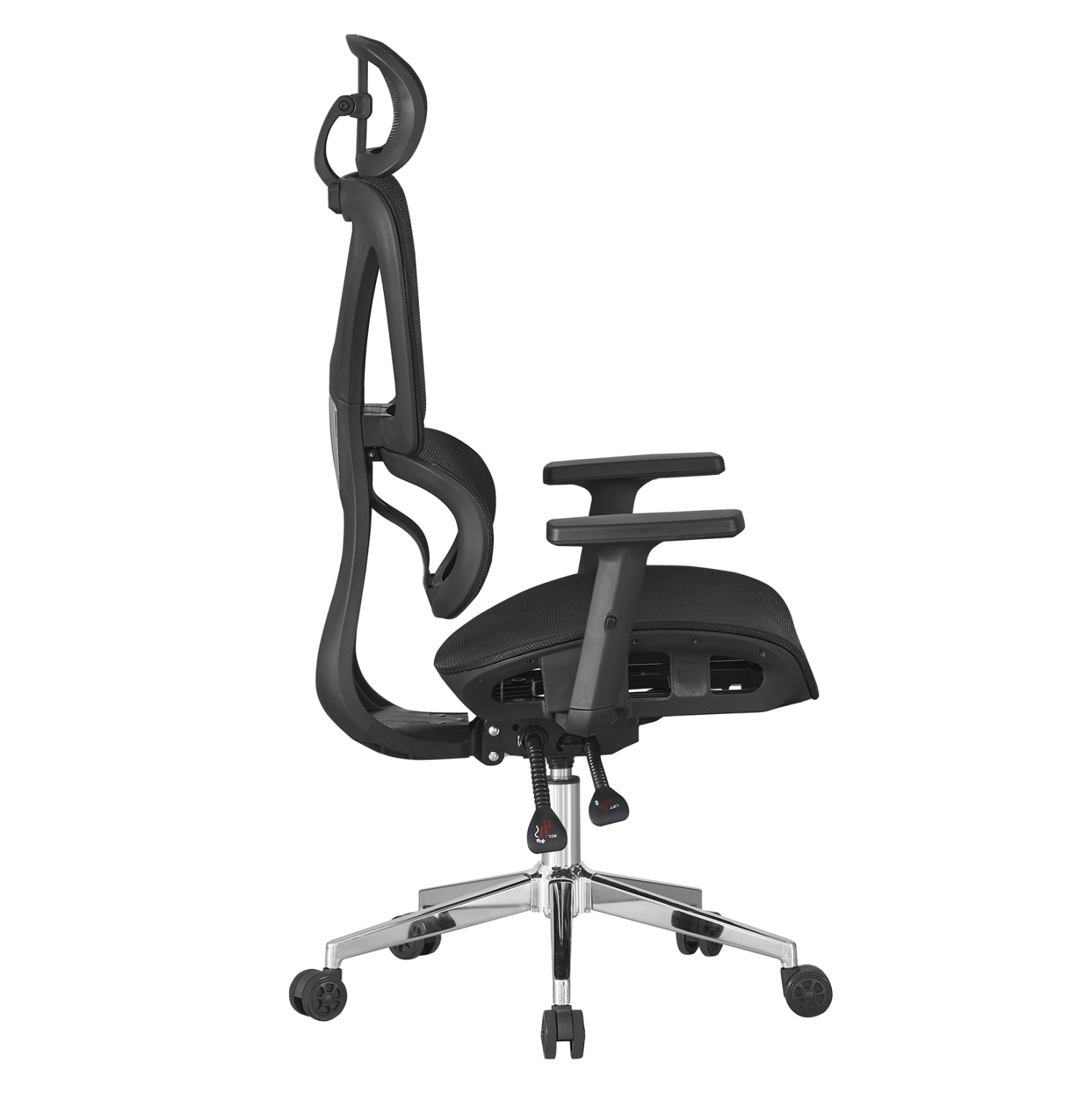 ΚΑΡΕΚΛΑ ΓΡΑΦΕΙΟΥ ΜΑΥΡO MESH--ΒΑΣΗ ΧΡΩΜΙΟΥ 51x49x129Υεκ