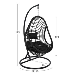 ΚΡΕΜΑΣΤΗ ΠΟΛΥΘΡΟΝΑ ΦΩΛΙΑ ΜΕ ΜΑΥΡΟ WICKER & ΜΑΞΙΛΑΡΙΑ Φ105Χ195Υ εκ.