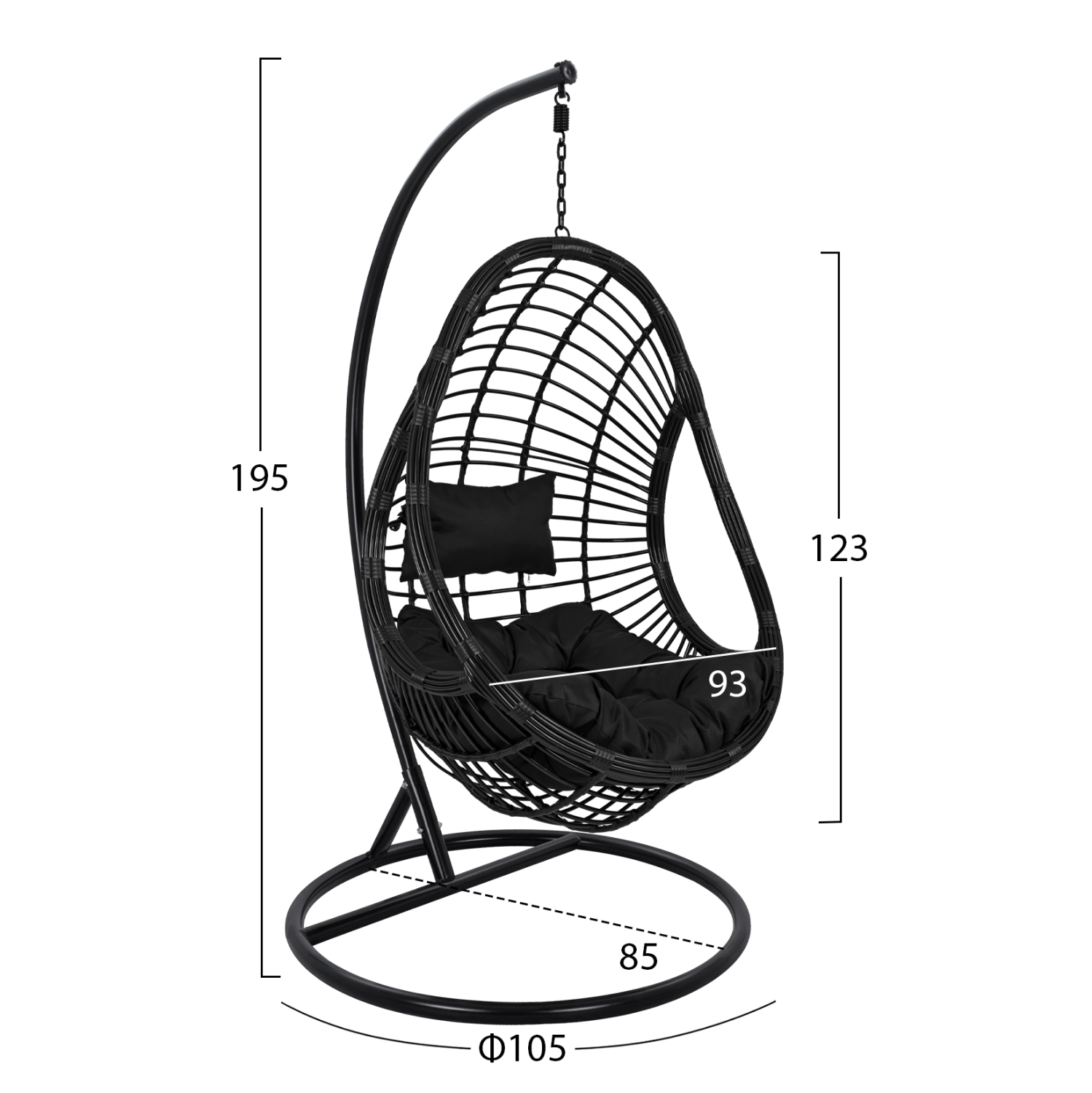 ΚΡΕΜΑΣΤΗ ΠΟΛΥΘΡΟΝΑ ΦΩΛΙΑ ΜΕ ΜΑΥΡΟ WICKER & ΜΑΞΙΛΑΡΙΑ Φ105Χ195Υ εκ.