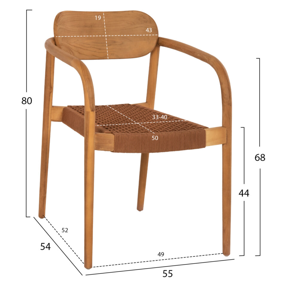ΠΟΛΥΘΡΟΝΑ ΞΥΛΟ TEAK ΦΥΣΙΚΟ & ΚΑΦΕ ΣΧΟΙΝΙ 55x54x80Y εκ.