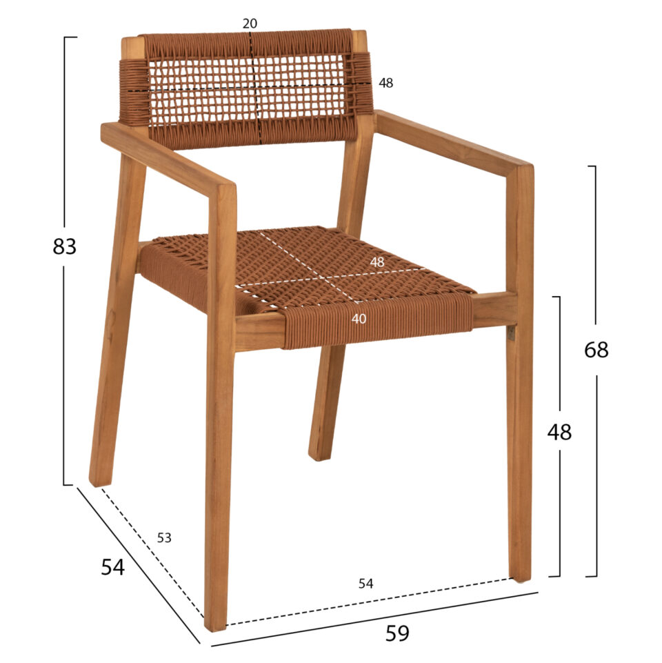 ΠΟΛΥΘΡΟΝΑ ΞΥΛΟ TEAK ΦΥΣΙΚΟ & ΚΑΦΕ ΣΧΟΙΝΙ 59x54x83Y εκ.