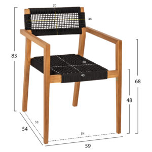 ΠΟΛΥΘΡΟΝΑ ΞΥΛΟ TEAK ΦΥΣΙΚΟ & ΜΑΥΡΟ ΣΧΟΙΝΙ 59x54x83Y εκ.