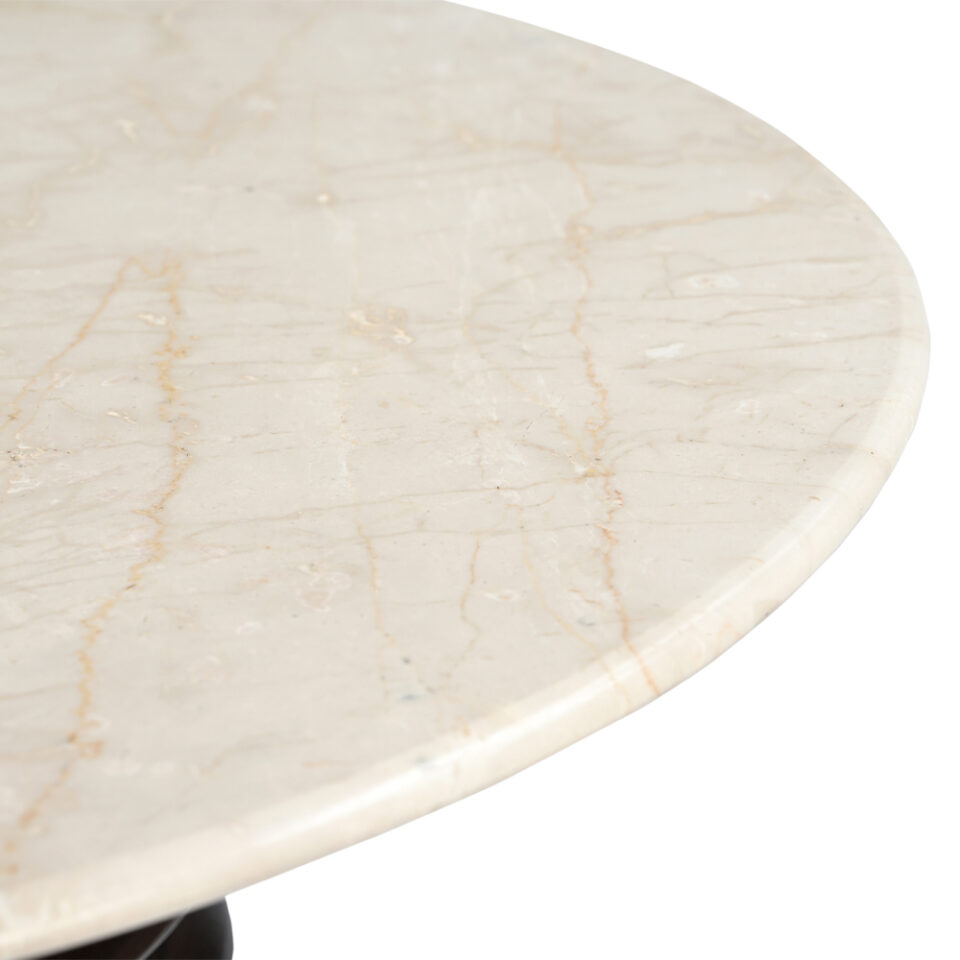BEATLE COFFEE TABLE ΚΑΦΕ ΣΚΟΥΡΟ BEIGE ΜΕ ΟΨΗ ΜΑΡΜΑΡΟΥ 80x80x40cm