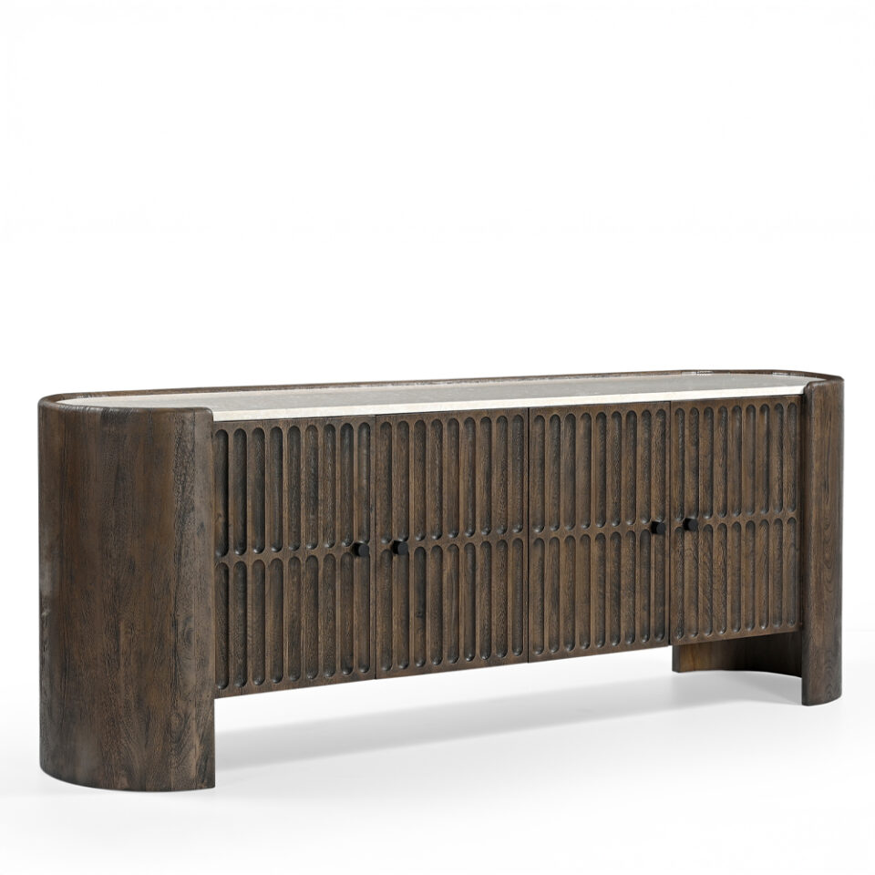 ESSENCE TV STAND ΚΑΦΕ BEIGE ΜΕ ΟΨΗ ΜΑΡΜΑΡΟΥ 170x40x60cm
