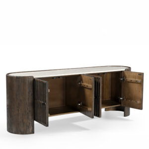 ESSENCE TV STAND ΚΑΦΕ BEIGE ΜΕ ΟΨΗ ΜΑΡΜΑΡΟΥ 170x40x60cm
