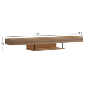 ΕΠΙΠΛΟ ΤΗΛΕΟΡΑΣΗΣ ΤΟΙΧΟΥ ME LED ΜΕΛΑΜΙΝΗ ΣΕ OAK 150x29,5x22Υεκ