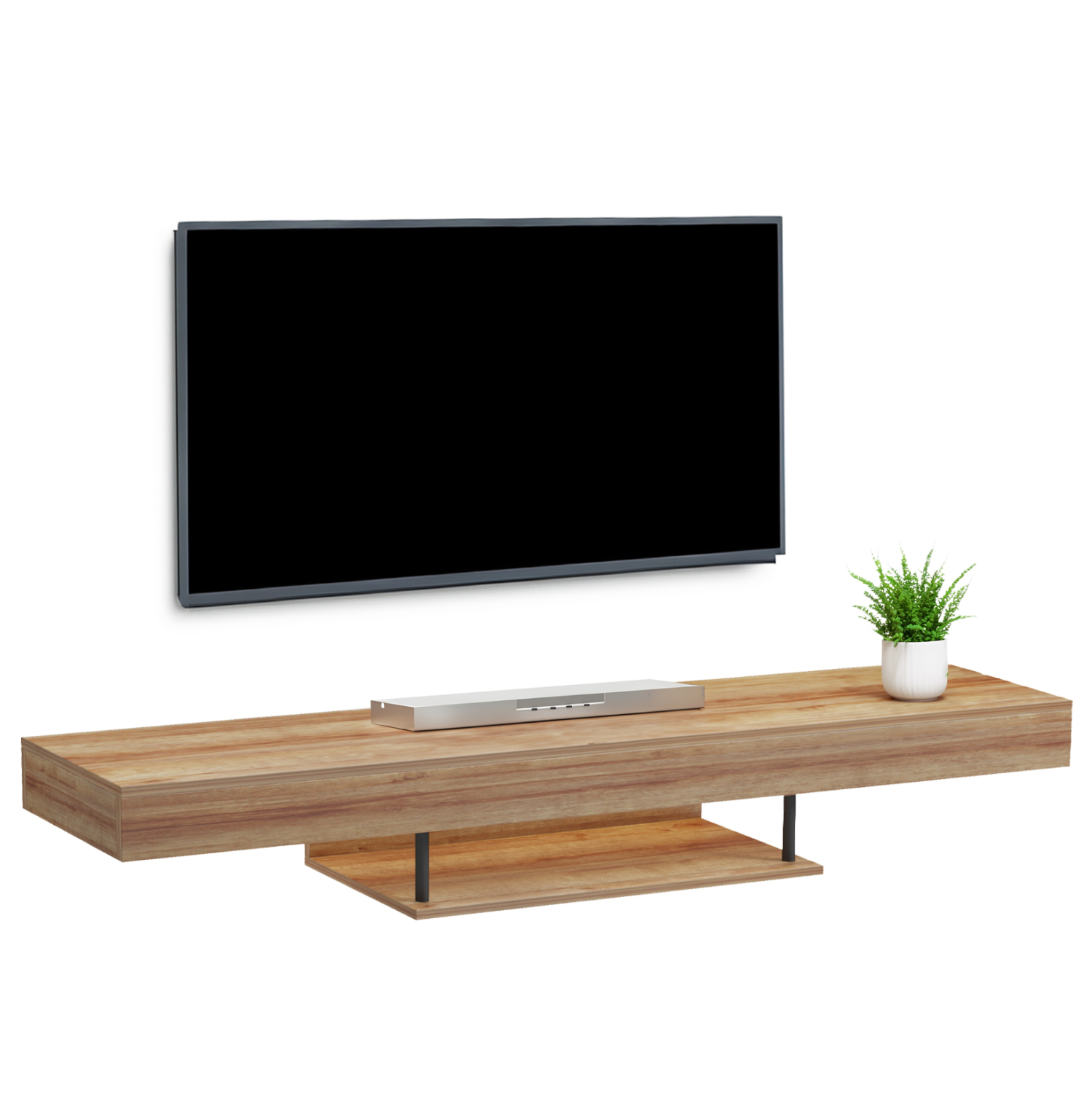 ΕΠΙΠΛΟ ΤΗΛΕΟΡΑΣΗΣ ΤΟΙΧΟΥ ME LED ΜΕΛΑΜΙΝΗ ΣΕ OAK 150x29,5x22Υεκ