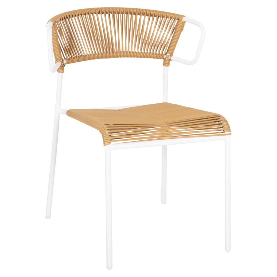 ΚΑΡΕΚΛΑ ΜΕΤΑΛΛO ΛΕΥΚΟ KAI ΣΥΝΘ. RATTAN ΣΕ ΦΥΣΙΚΟ 54x62x80Υεκ