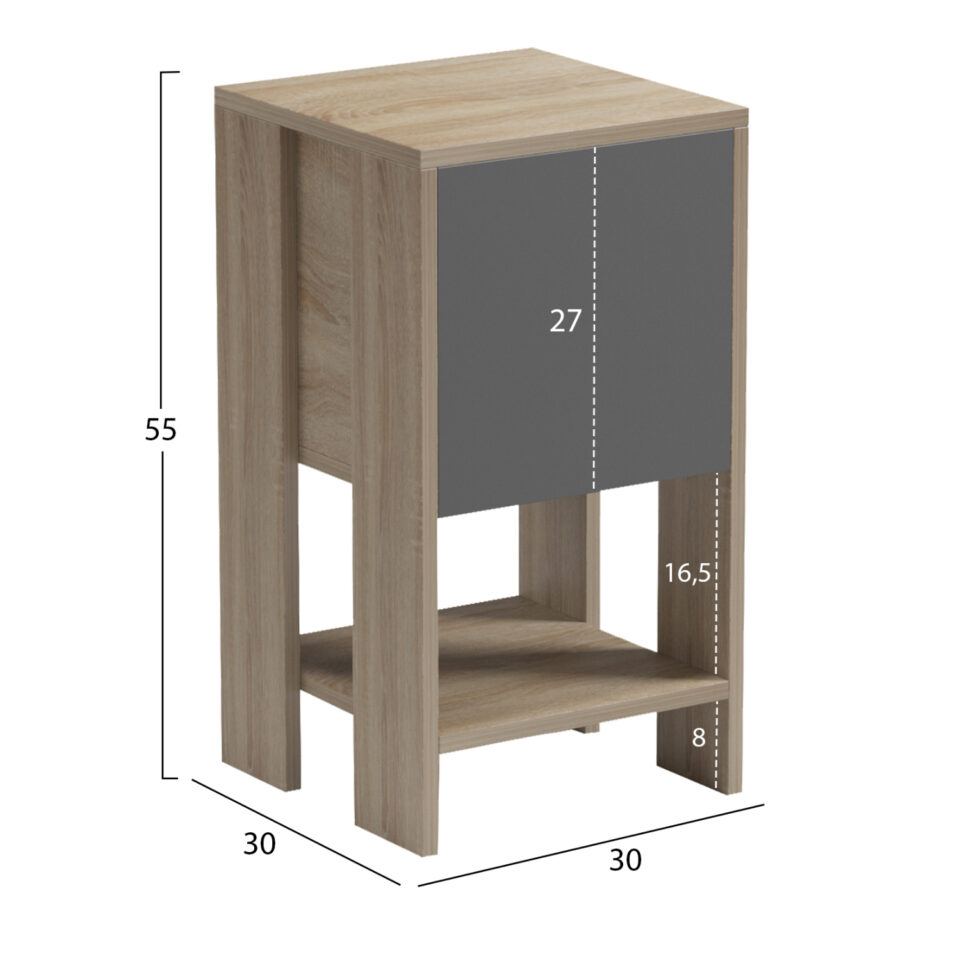 ΚΟΜΟΔΙΝΟ ΜΕΛΑΜΙΝΗ SONAMA/ΓΚΡΙ 30x30x55Υεκ.