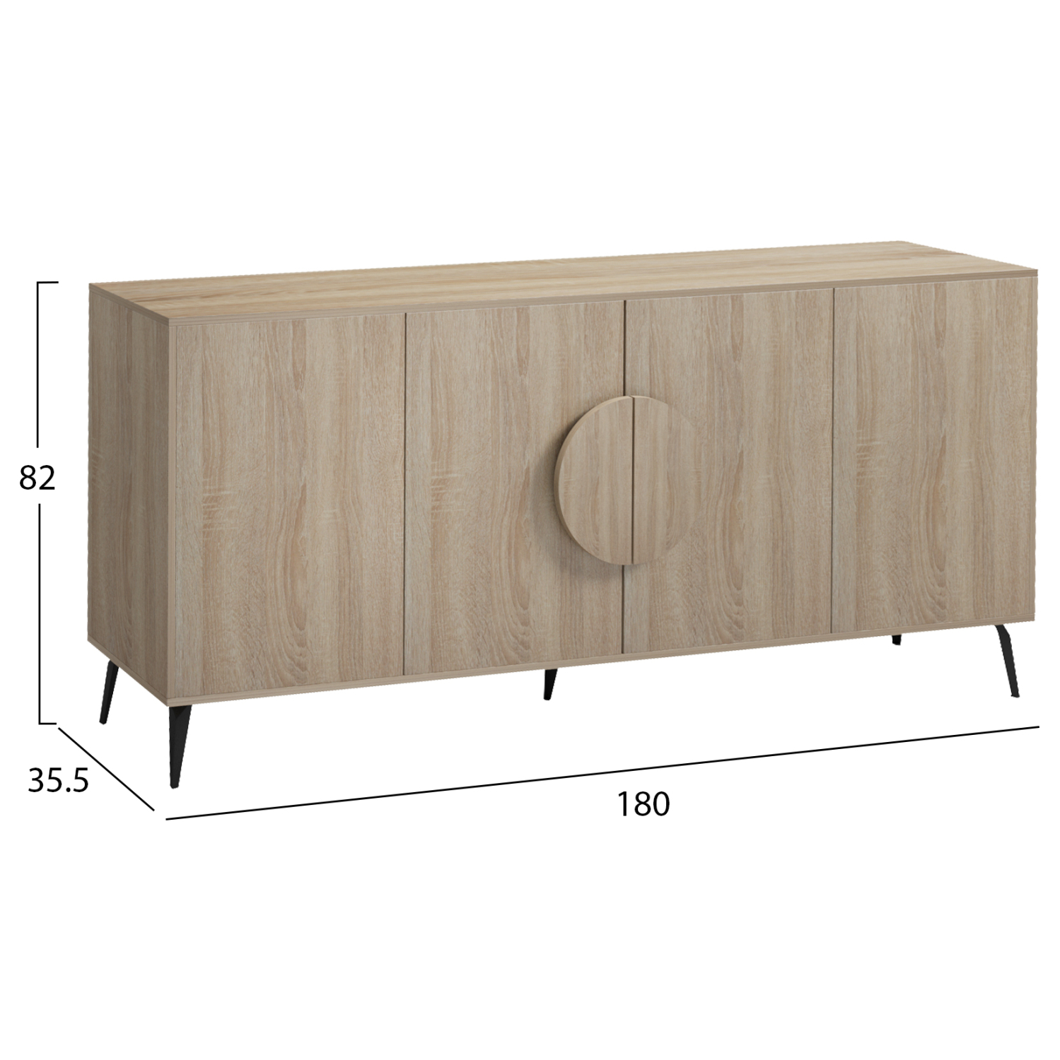 ΜΠΟΥΦΕΣ ΜΕΛΑΜΙΝΗ SONAMA-ΜΑΥΡΑ ΜΕΤΑΛ.ΠΟΔΙΑ 180x35.5x82Υεκ.