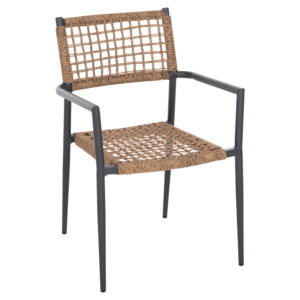 ΠΟΛΥΘΡΟΝΑ ΑΛΟΥΜΙΝΙΟ ΑΝΘΡΑΚΙ ΜΕ ΣΥΝΘΕΤΙΚΟ RATTAN ΦΥΣΙΚΟ 57x59x85Υεκ.