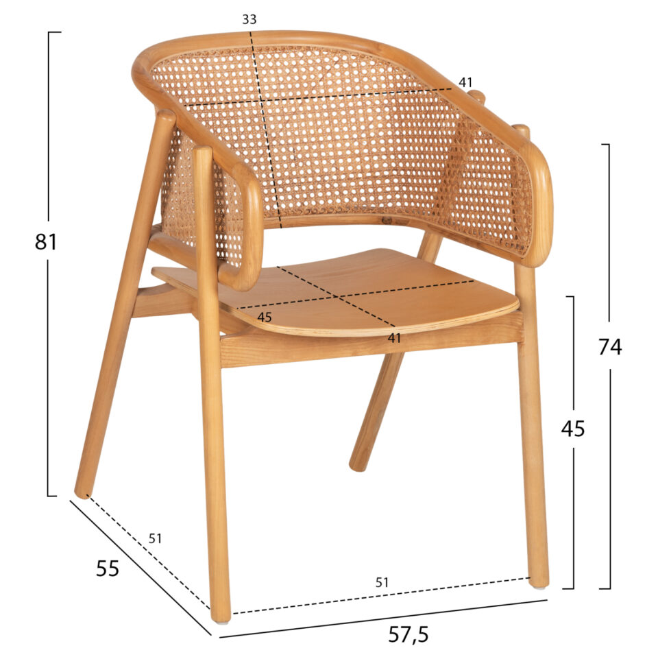 ΠΟΛΥΘΡΟΝΑ KENLEE ΦΡΑΞΙΝΟΣ ΚΑΙ ΦΥΣΙΚΟ RATTAN RATTAN ΣΕ ΦΥΣΙΚΟ 57,5x55x81Yεκ.