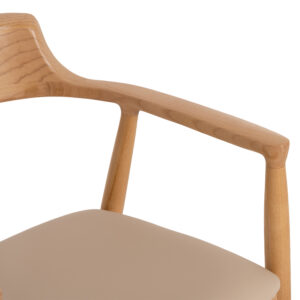 ΠΟΛΥΘΡΟΝΑ ΤΡΑΠΕΖΑΡΙΑΣ RUBBERWOOD ΦΥΣΙΚΟ & PU ΕΚΡΟΥ 58x54x78Yεκ