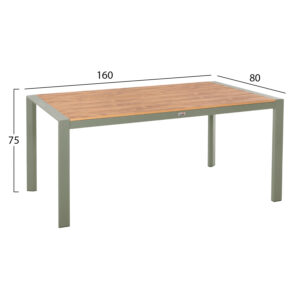 ΤΡΑΠΕΖΙ ΕΞΩΤ.ΧΩΡΟΥ GOYA ΑΛΟΥΜΙΝΙΟ ΣE OLIVE GREEN & POLYWOOD 160X80Χ75Υεκ.