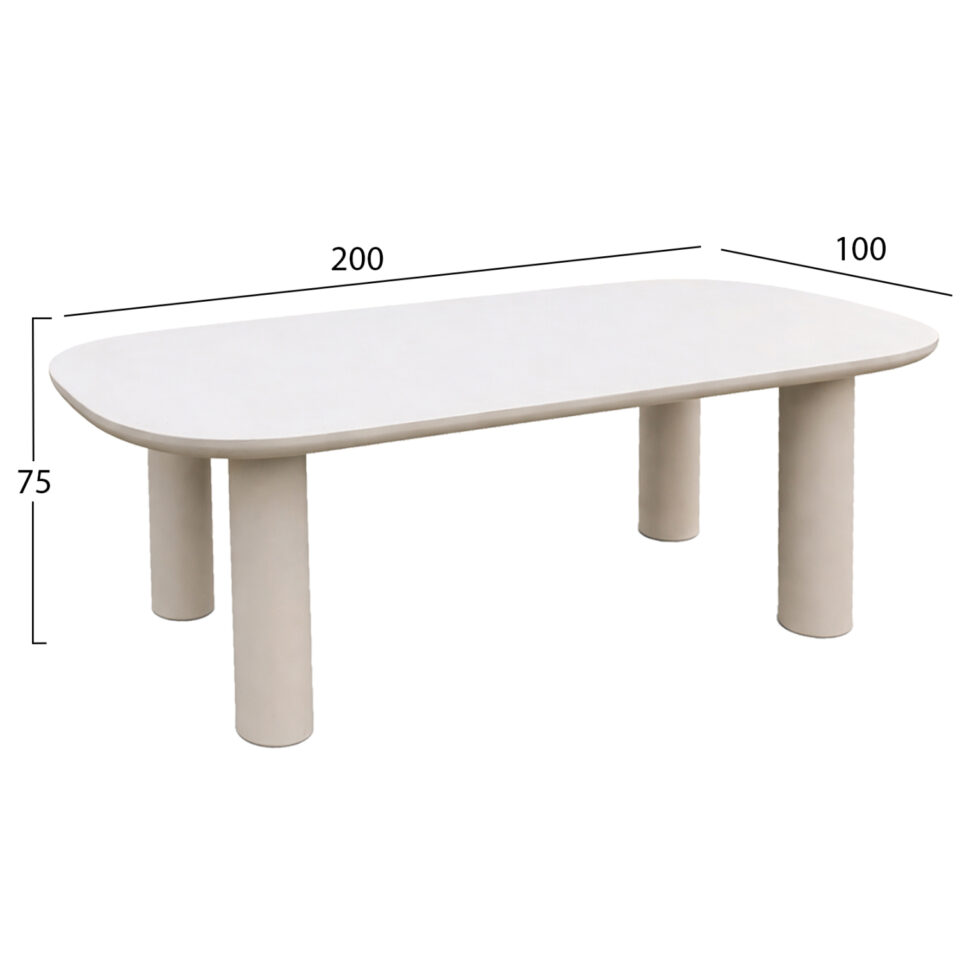 ΤΡΑΠΕΖΙ ΤΡΑΠΕΖΑΡΙΑΣ FIBER CEMENT KIORA ΜΠΕΖ 200x100x76Υεκ