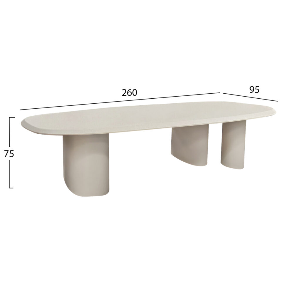 ΤΡΑΠΕΖΙ ΤΡΑΠΕΖΑΡΙΑΣ FIBER CEMENT ΟΒΑΛ GLEN ΜΠΕΖ 260x95x75Υεκ