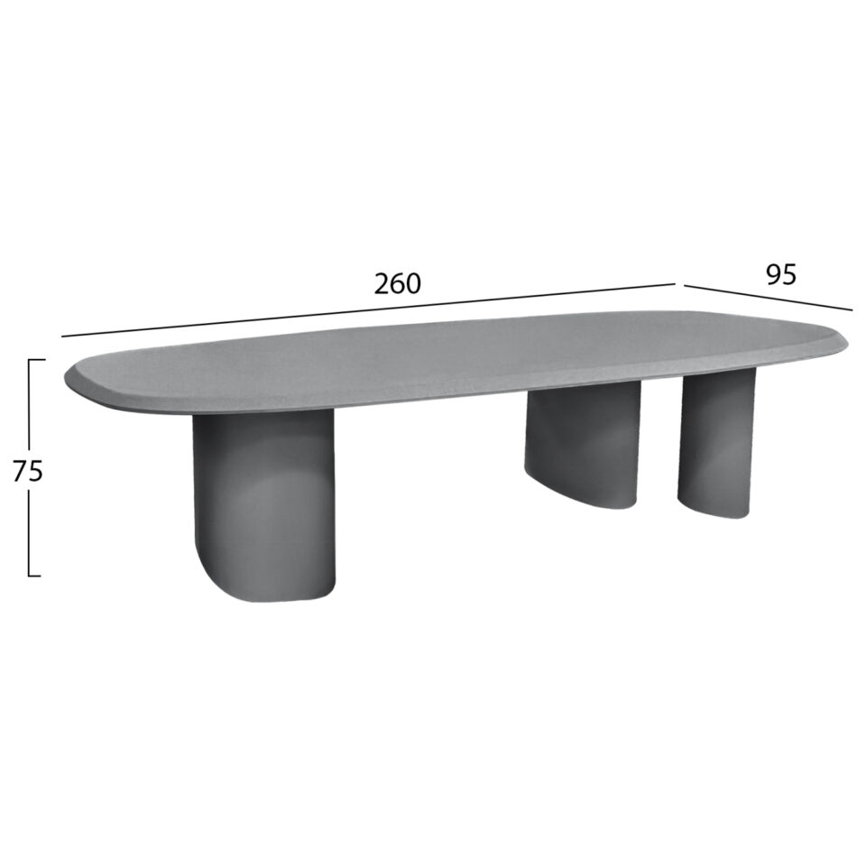 ΤΡΑΠΕΖΙ ΤΡΑΠΕΖΑΡΙΑΣ FIBER CEMENT ΟΒΑΛ GLEN ΓΚΡΙ 260x95x75Υεκ