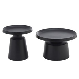 MOUSSE COFFEE TABLE SET 2ΤΕΜ ΜΑΥΡΟ ΜΑΤ 70x70x50cm