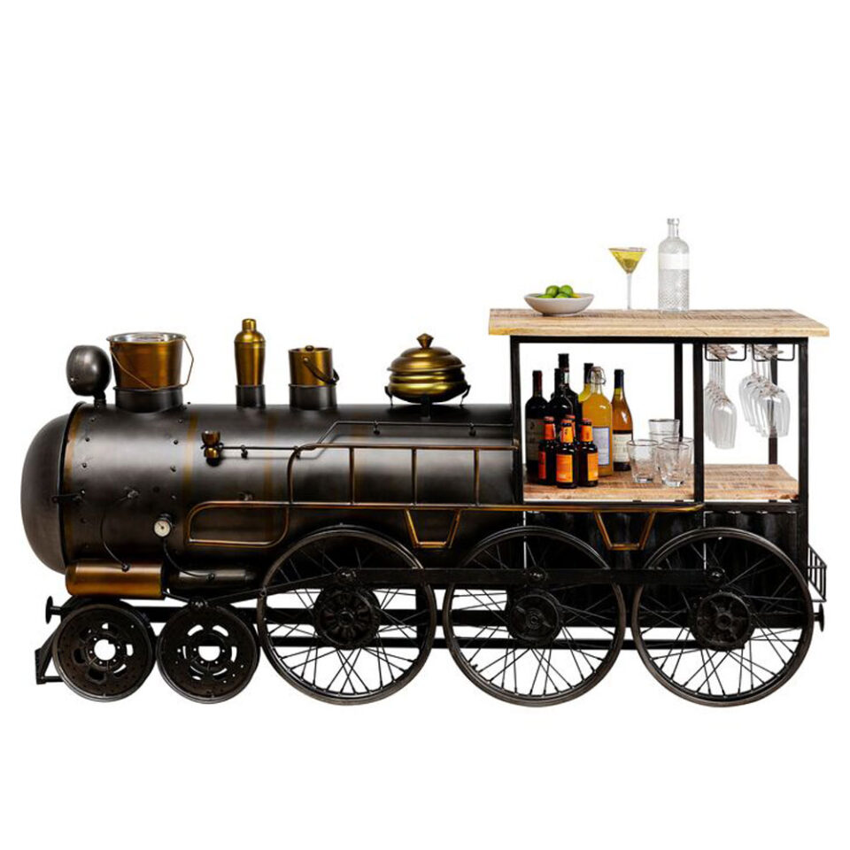TRAIN ΚΟΝΣΟΛΑ BAR GUNMETAL ΦΥΣΙΚΟ 226x60x104cm