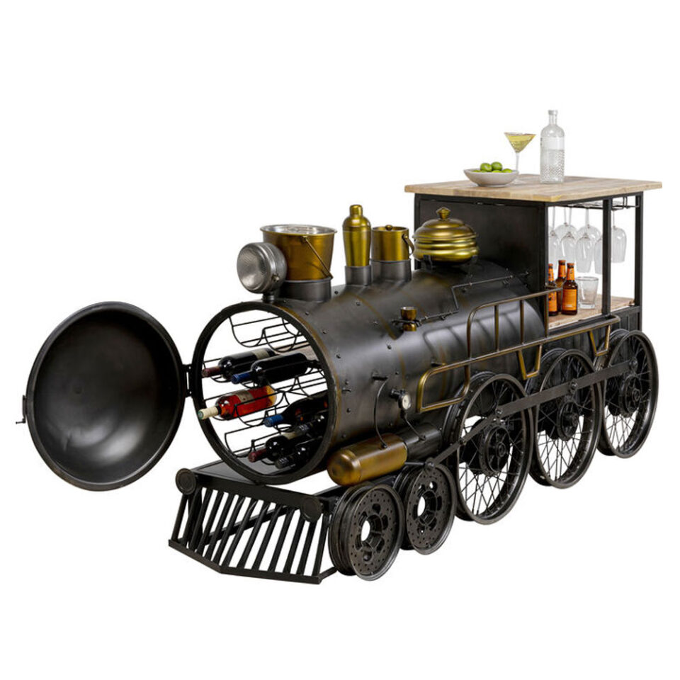 TRAIN ΚΟΝΣΟΛΑ BAR GUNMETAL ΦΥΣΙΚΟ 226x60x104cm