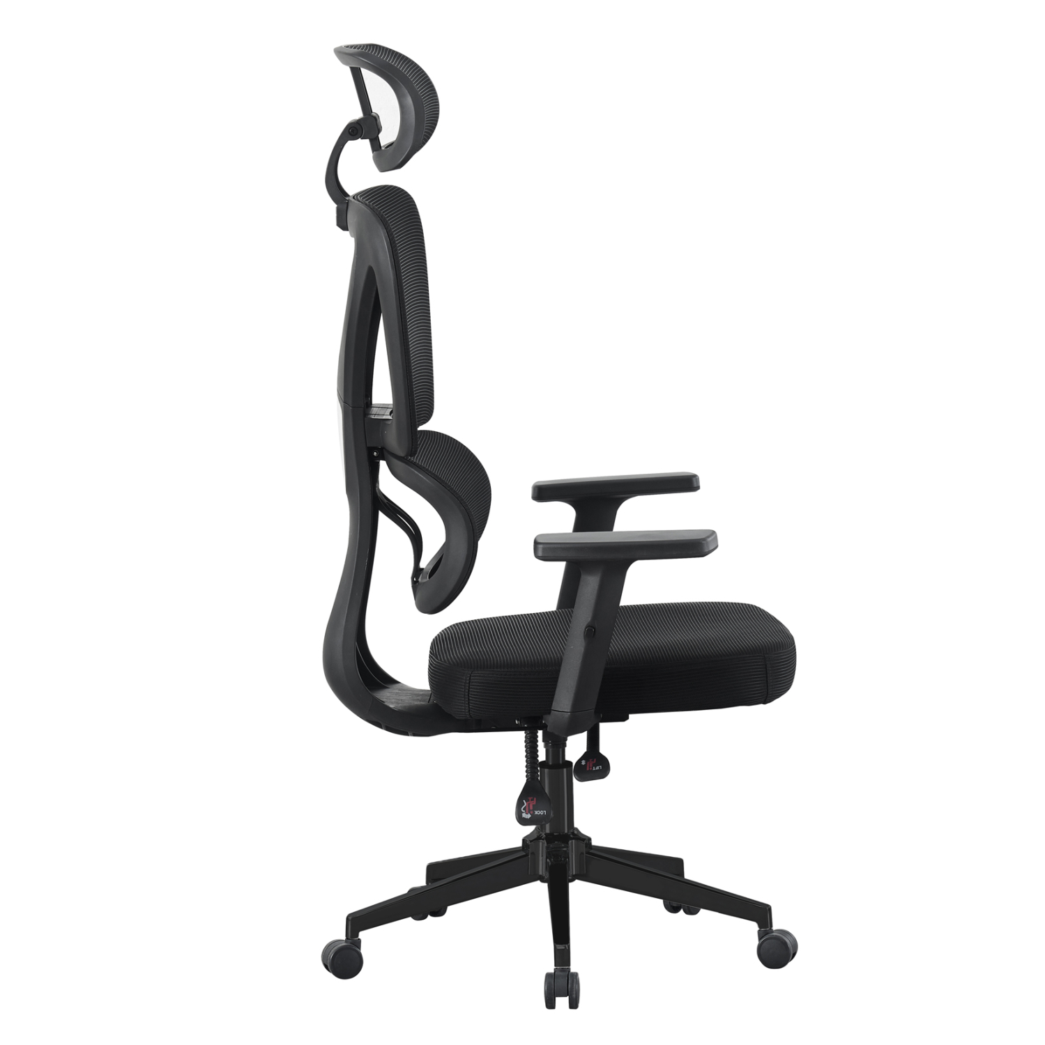 ΚΑΡΕΚΛΑ ΓΡΑΦΕΙΟΥ ΜΑΥΡO MESH--ΒΑΣΗ PP 51x49x121-129Υεκ