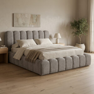 ΚΡΕΒΑΤΙ ΔΙΠΛΟ ΓΚΡΙ CHENILLE ΥΦΑΣΜΑ-- ΓΙΑ ΣΤΡΩΜΑ 160x200εκ