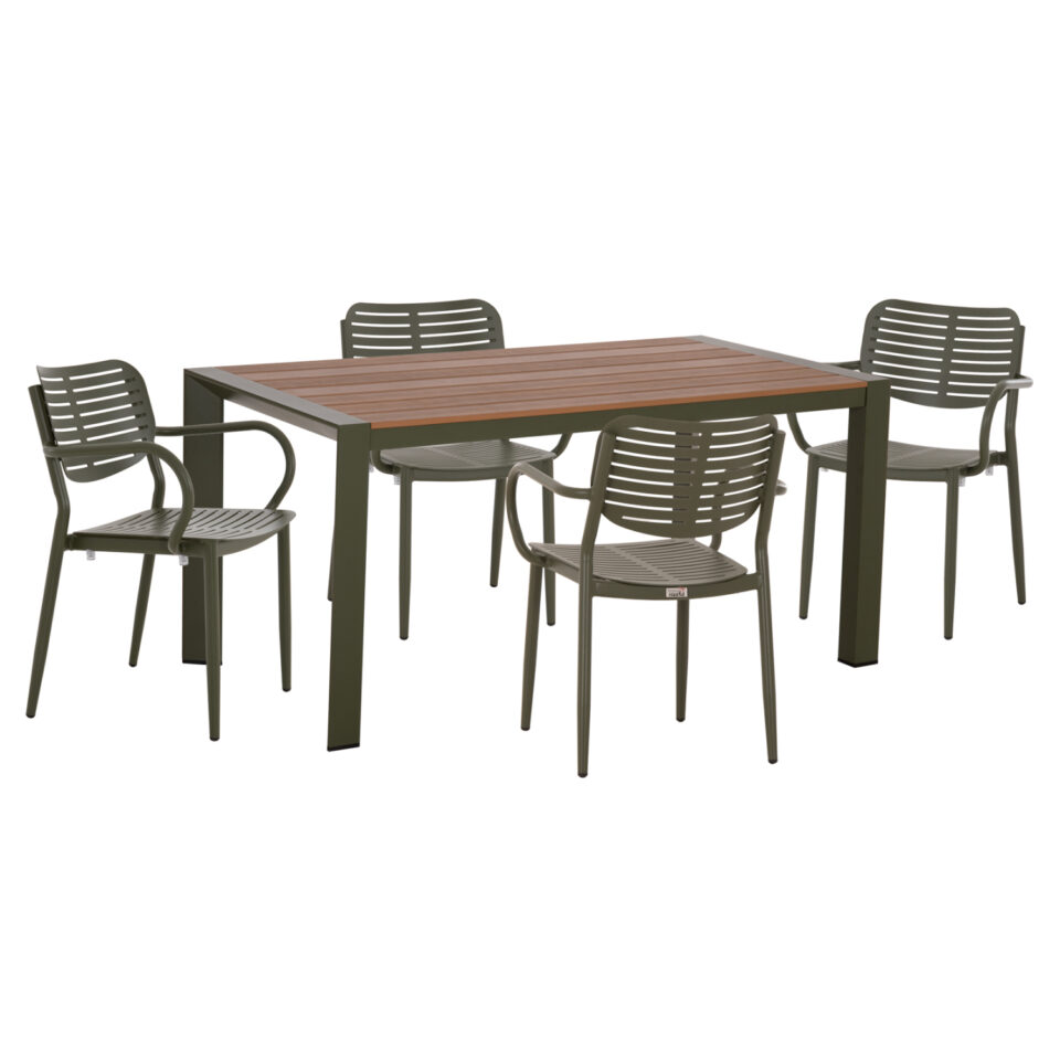 ΣΕΤ ΤΡΑΠΕΖΑΡΙΑΣ ΕΞ.ΧΩΡΟΥ 5ΤΜΧ HILLIARD OLIVE GREEN ΑΛΟΥΜΙΝΙΟ-POLYWOOD