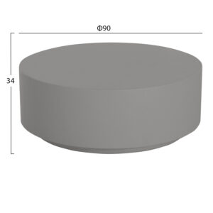 ΤΡΑΠΕΖΙ ΜΕΣΗΣ ΣΤΡΟΓΓΥΛΟ ΓΚΡΙ FIBER CEMENT Φ90x34Υεκ.
