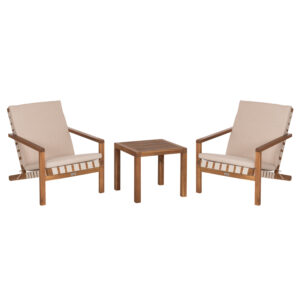 LOUNGE ΣΕΤ ΕΞ.ΧΩΡΟΥ 3ΤΜΧ DAME ΞΥΛΟ ΑΚΑΚΙΑΣ--ΣΧΟΙΝΙ STRAP & ΜΑΞΙΛΑΡΙΑ ΣΕ ΜΠΕΖ