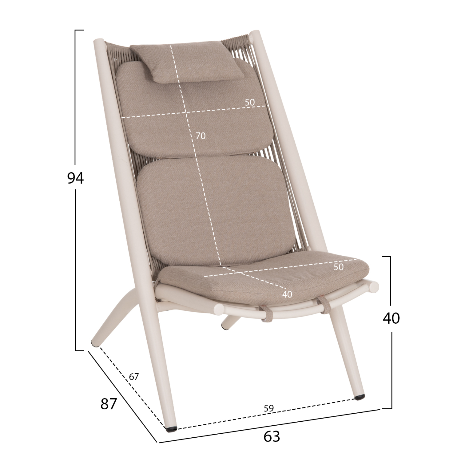 ΠΟΛΥΘΡΟΝΑ RELAX REMUS ΑΛΟΥΜΙΝΙΟ ΛΕΥΚΟ-ΣΧΟΙΝΙ OLEFIN ΜΠΕΖ 63x87x94Υεκ.