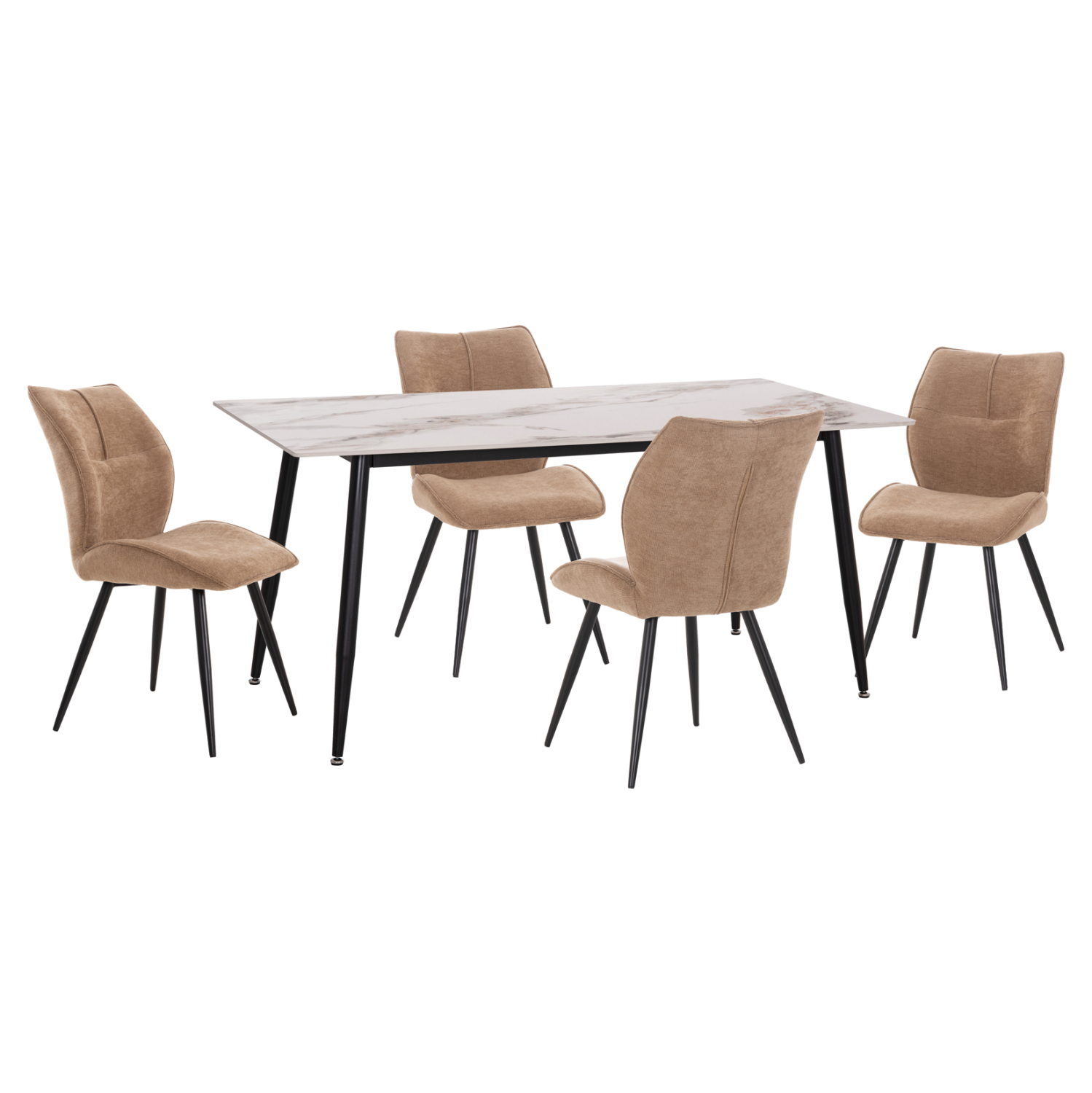 ΣΕΤ ΤΡΑΠΕΖΑΡΙΑΣ 5ΤΜΧ GAFF ΚΕΡΑΜΙΚΟ TOP--ΥΦΑΣΜΑ TAUPE & ΜΕΤΑΛ.ΠΟΔΙΑ ΜΑΥΡΑ