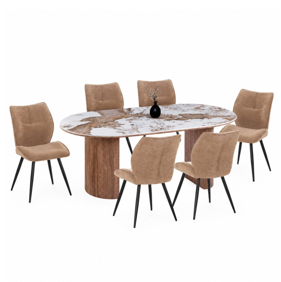 ΣΕΤ ΤΡΑΠΕΖΑΡΙΑΣ 9ΤΜΧ MARBLEX HM11394.03 ΚΕΡΑΜΙΚΟ TOP PANDORA--ΚΑΡΕΚΛΕΣ ΥΦΑΣΜΑ TAUPE