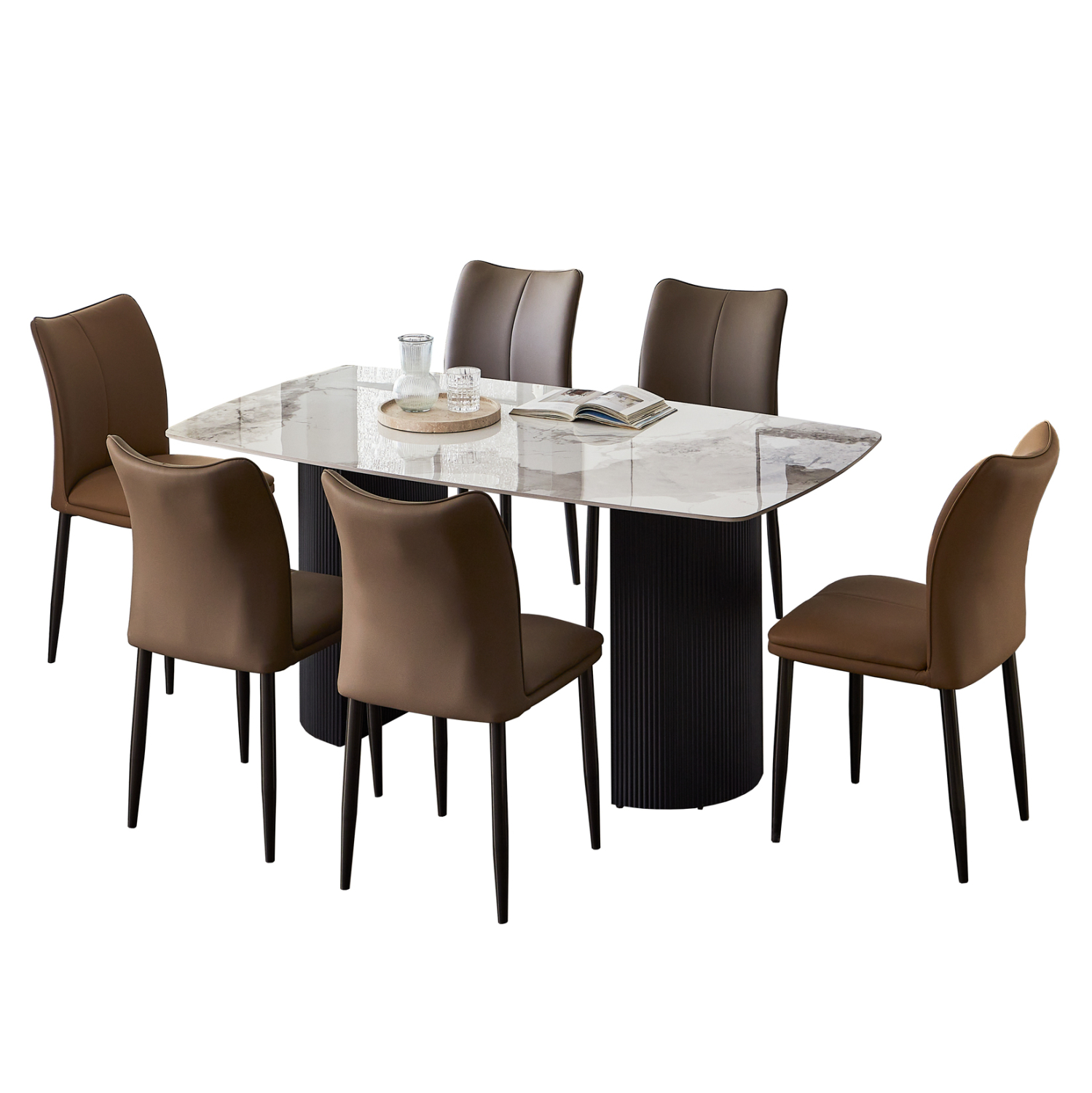 ΣΕΤ ΤΡΑΠΕΖΑΡΙΑΣ 7ΤΜΧ MINAO ΚΕΡΑΜΙΚΟ TOP/MDF ΠΟΔΙΑ--PU ΚΑΦΕ/ΜΕΤΑΛ.ΠΟΔΙΑ