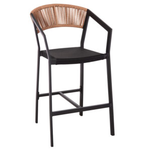 ΣΚΑΜΠΟ ΑΛΟΥΜΙΝΙΟΥ ΜΕΣΑΙΟΥ ΥΨΟΥΣ RATTAN & TEXTLINE ΜΑΥΡΟ ΜΠΕΖ 55x56,5x99Υ