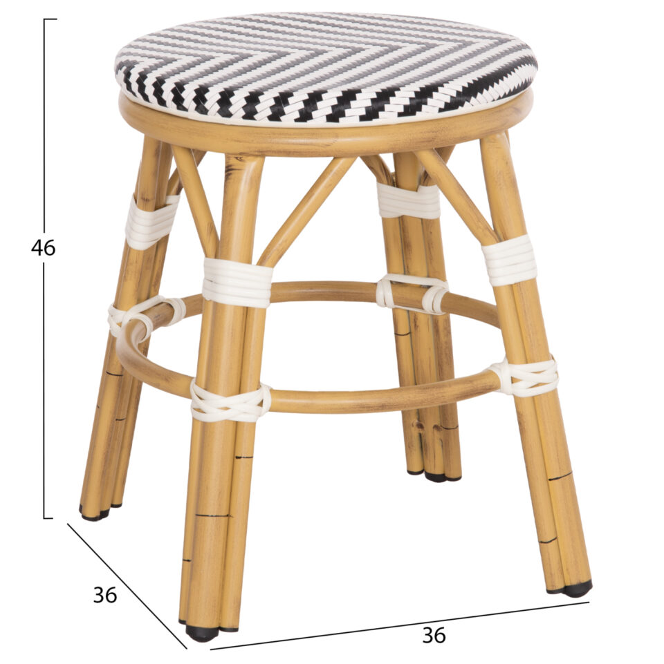 ΣΚΑΜΠΟ ΑΛΟΥΜΙΝΙΟΥ BAMBOO LOOK-TEXTILENE ΛΕΥΚΟ-ΜΑΥΡΟ Φ36x46Υεκ.