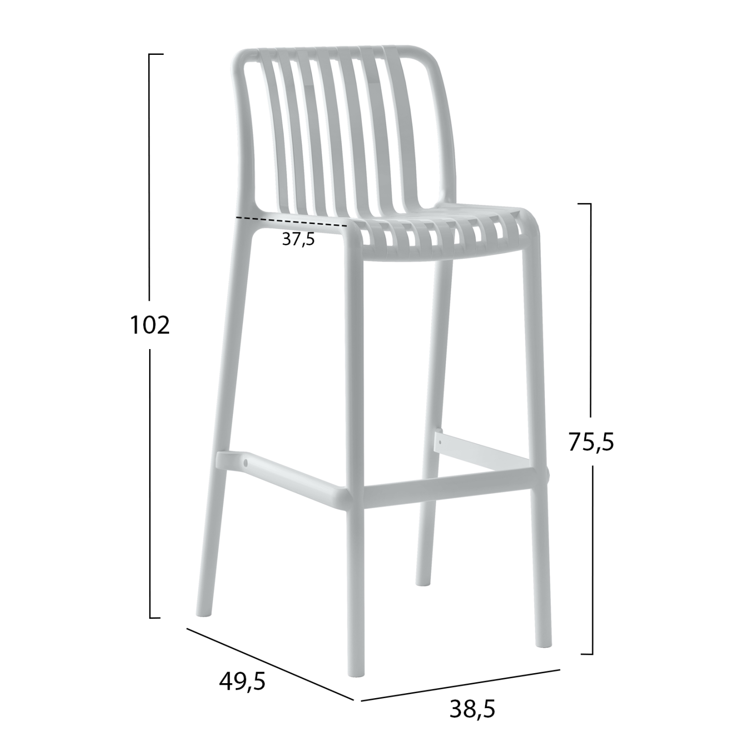 ΣΚΑΜΠΟ BAR ΠΟΛΥΠΡΟΠΥΛΕΝΙΟΥ ΛΕΥΚΟ 38,5x49,5x102Υεκ.