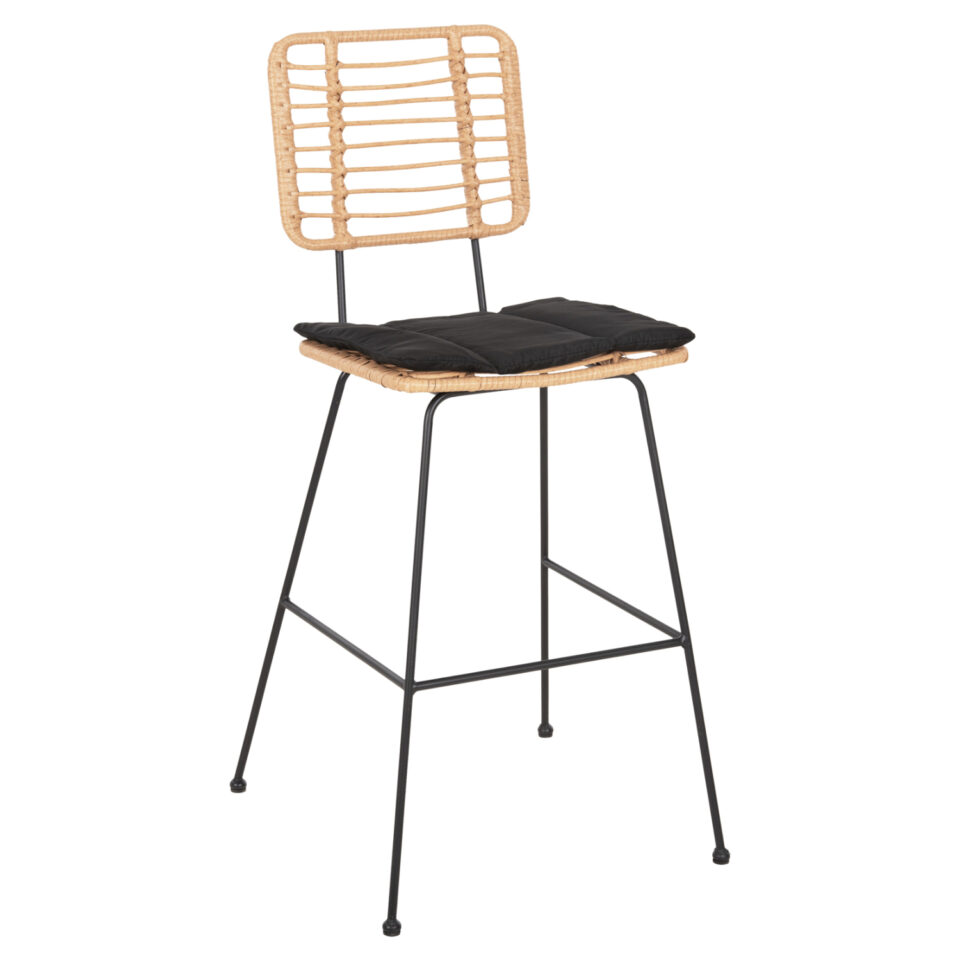 ΣΚΑΜΠΟ ΜΠΑΡ ΜΕΤΑΛΛΟ&ΜΑΞΙΛΑΡΙ ΜΑΥΡΟ-WICKER ΜΠΕΖ 56x59x116,5Υεκ.